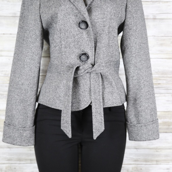 Celine K Wool Blend Gray Blazer Bow Front sz 6 - Picture 3 of 8